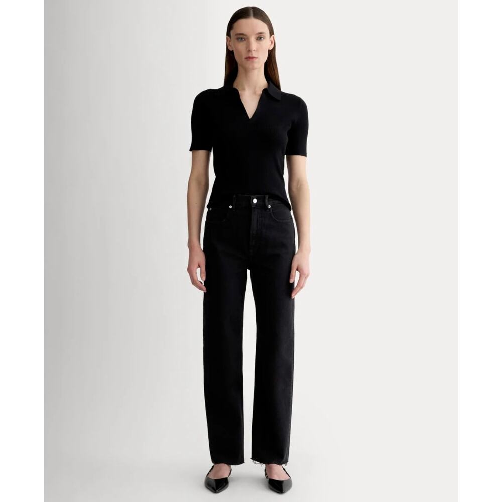 NWT Everlane The Way-High Straight Leg Black Denim Jeans Size 25 Long - Picture 5 of 9